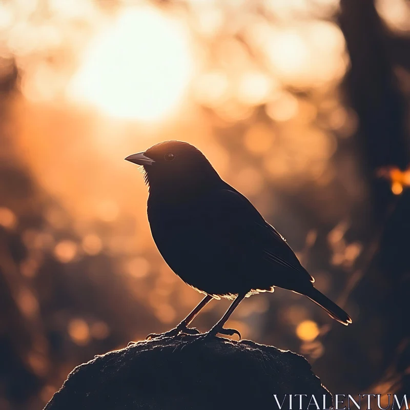 Sunset Bird Perch AI Image