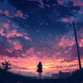Starry Sunset Silhouette