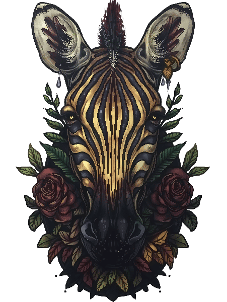 Zebra Head with Floral Accents POD Design