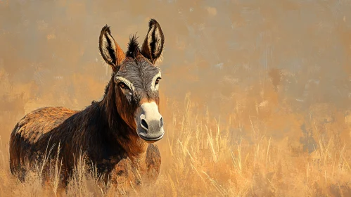 Sunlit Donkey Portrait