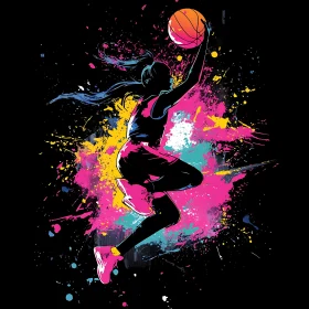 Neon Basketball Silhouette