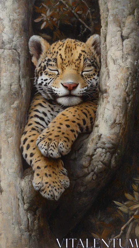 AI ART Leopard in Tree Habitat