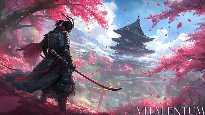 AI ART Warrior in Bloom: A Samurai's Journey