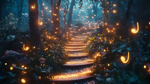 Magical Forest Trail at Night