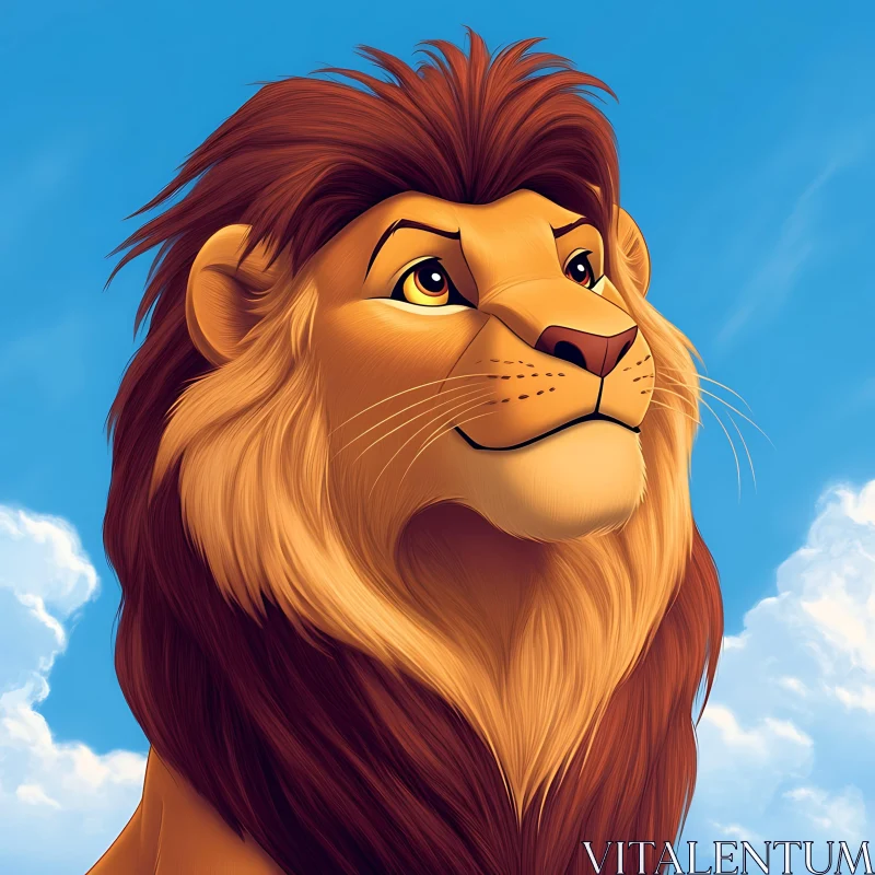 AI ART Lion Gazing Skyward