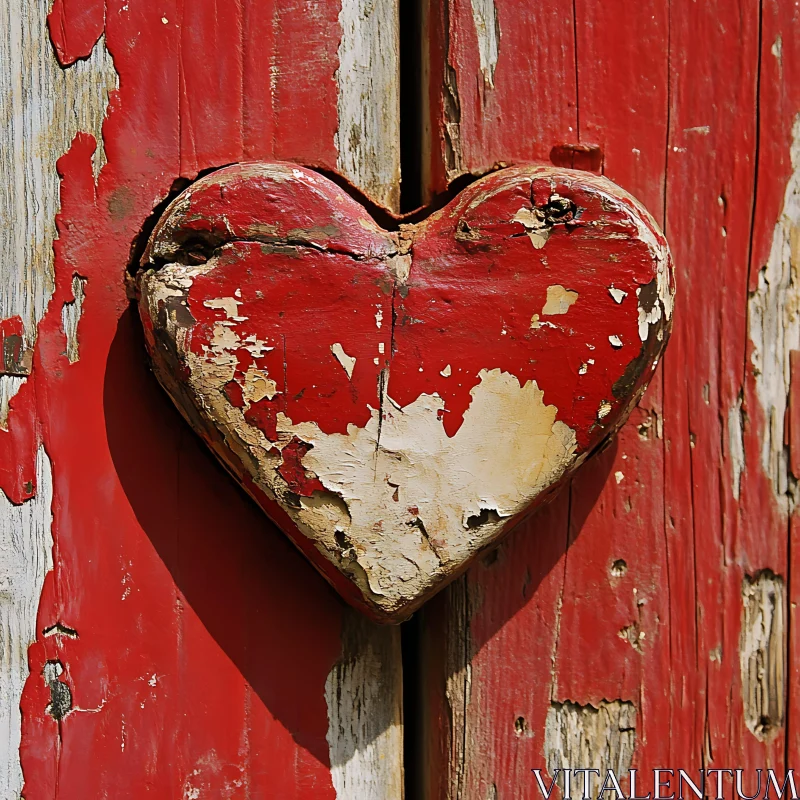 Vintage Wooden Heart Door Decor AI Image