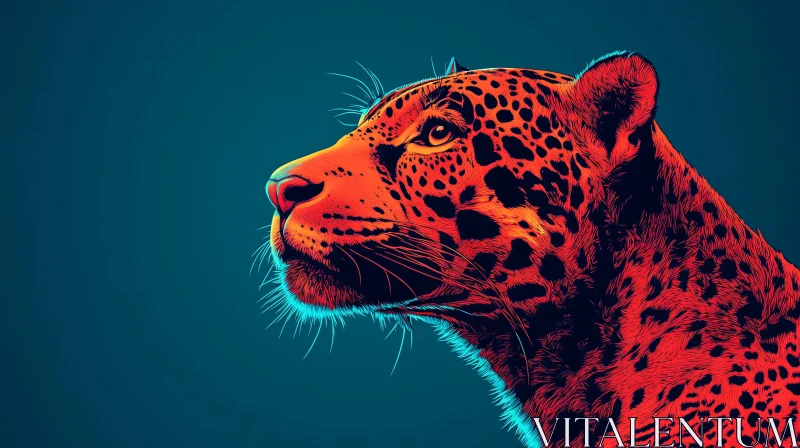 Vivid Leopard Profile Illustration AI Image