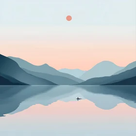 Tranquil Evening Kayak on a Reflective Lake