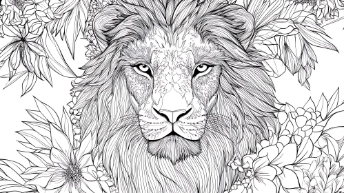 Floral Lion Illustration