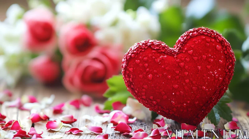 Romantic Heart with Floral Backdrop AI Image