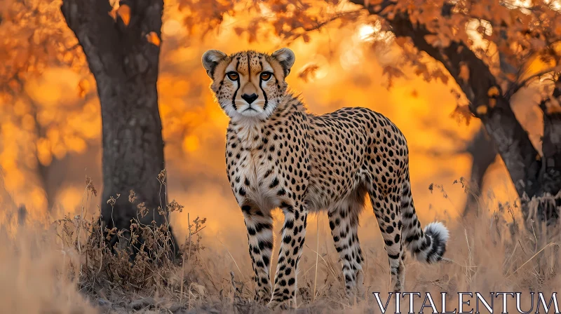 Cheetah Amidst Golden Autumn AI Image