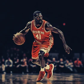 Athlete Dribbling Basketball