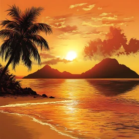 Tranquil Sunset at Tropical Beach Paradise