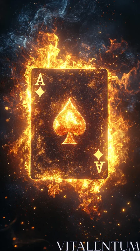 Burning Ace of Spades AI Image