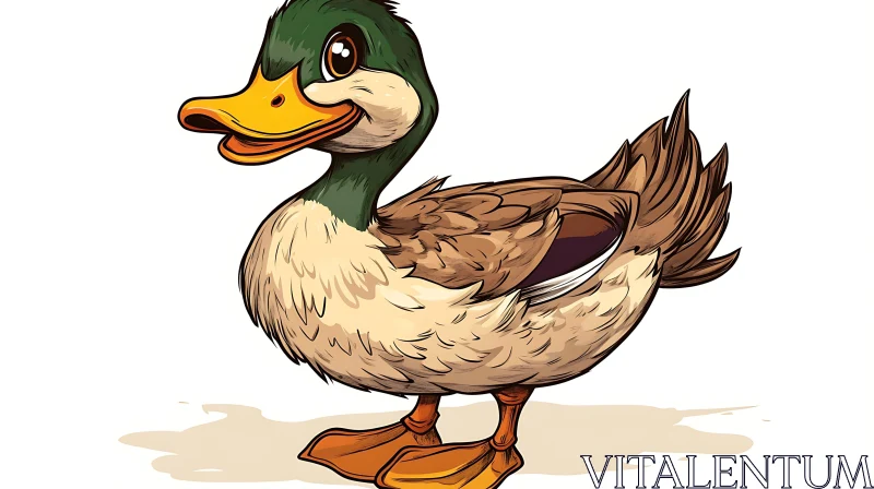 Cheerful Cartoon Duck Artwork AI Image