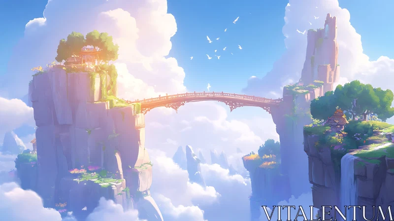 Fantasy Sky Bridge Amidst Clouds AI Image