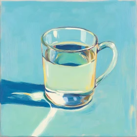 Still Life: Glass of Water on Blue