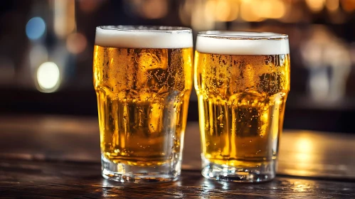 Two Beers on a Bar Counter