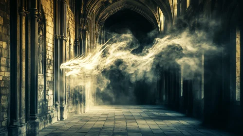 Ghostly Dragon in Ancient Hall