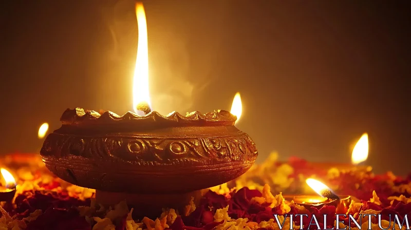 Illuminating Diwali: A Traditional Celebration Image AI Image