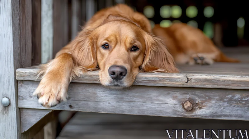 Tranquil Golden Retriever on Porch AI Image