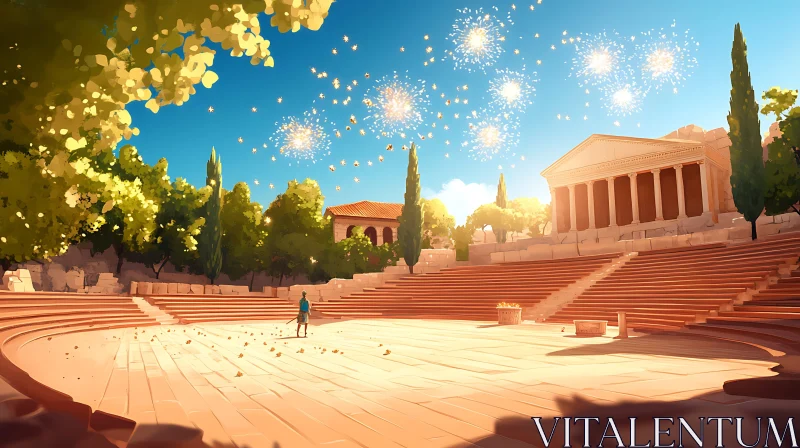 AI ART Historical Amphitheater with Fireworks