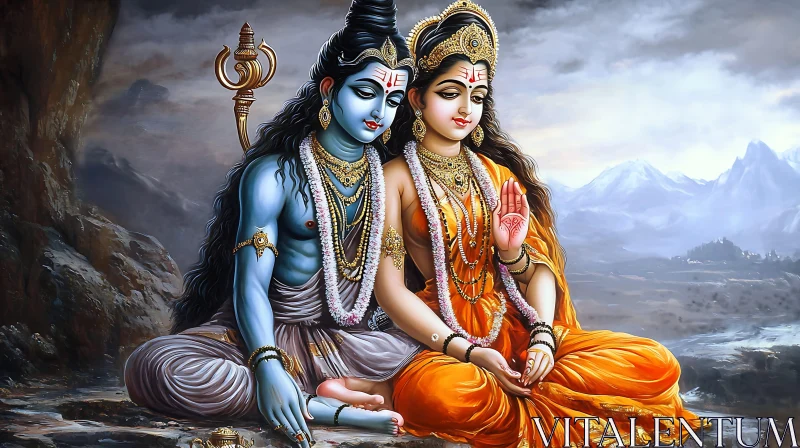 Shiva Parvati Togetherness in Art AI Image