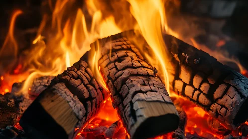 Intense Fire Pit with Burning Logs