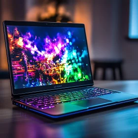 Colorful Abstract Display on Sleek Laptop