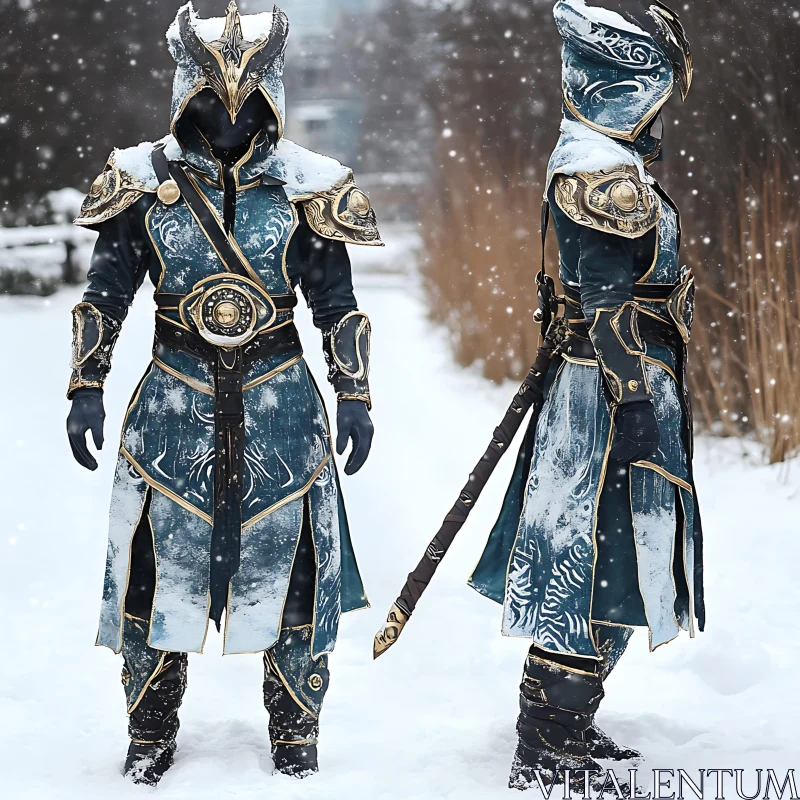 AI ART Snow Guardian: Winter Warrior Portrait