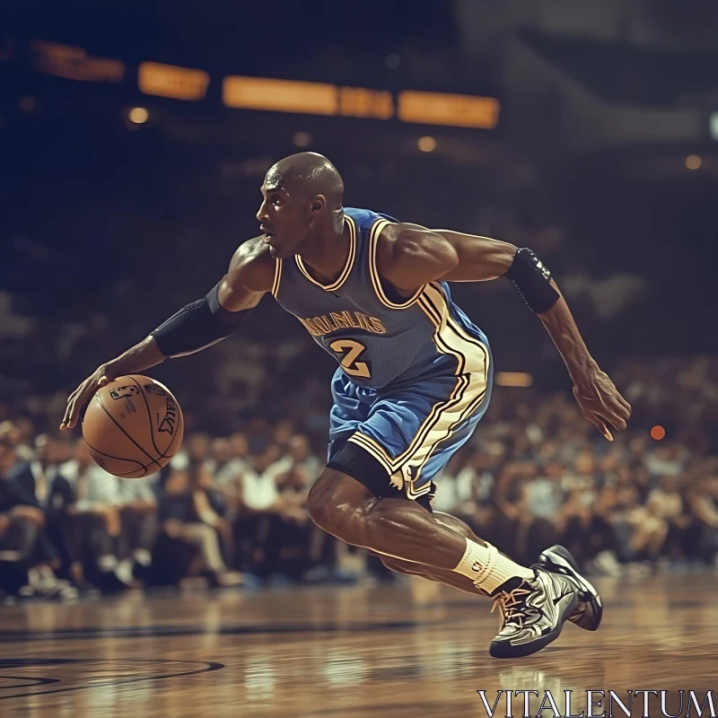 Athlete Dribbling Basketball AI Image