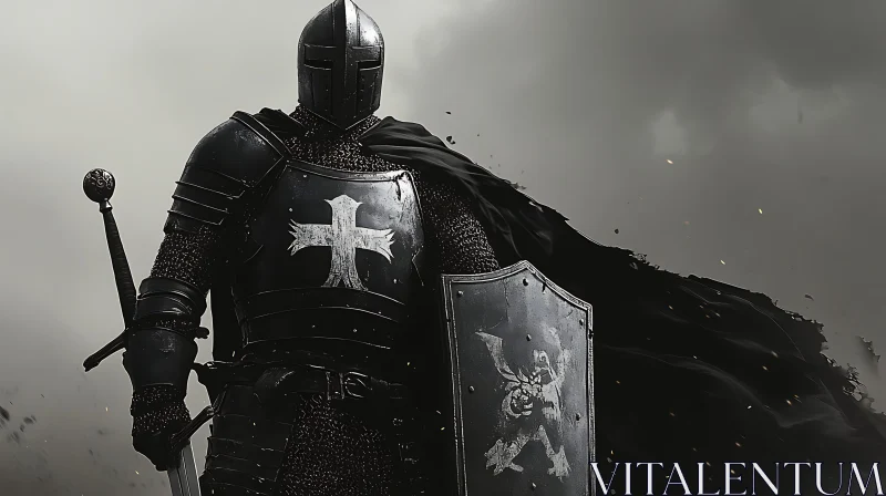 Armored Knight with Sword and Shield AI Image