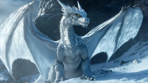 White Dragon on Snowy Mountain