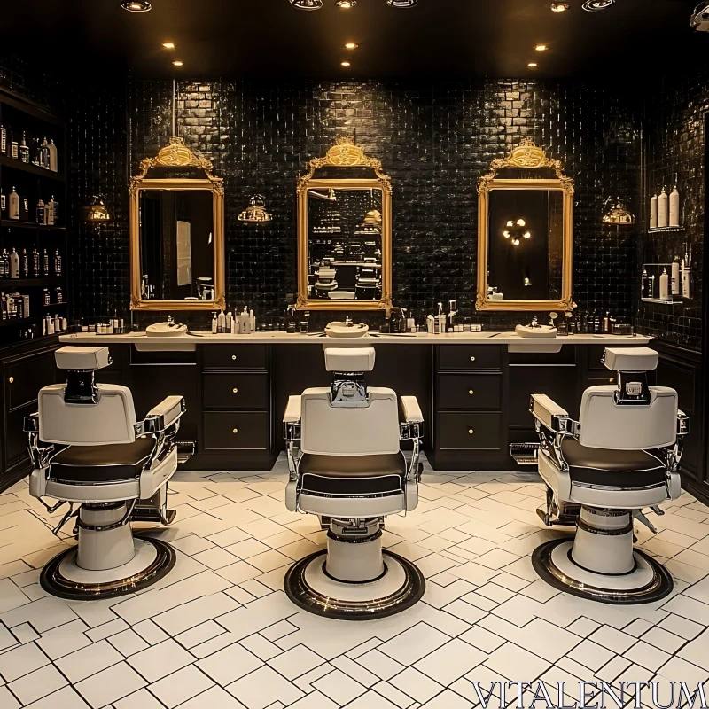 AI ART Luxurious Barbershop with Ornate Mirrors and Vintage Charm