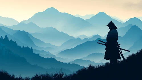 Warrior's Stance: A Samurai in the Mountains