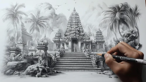 Temple Drawing: A Sketch of Paradise