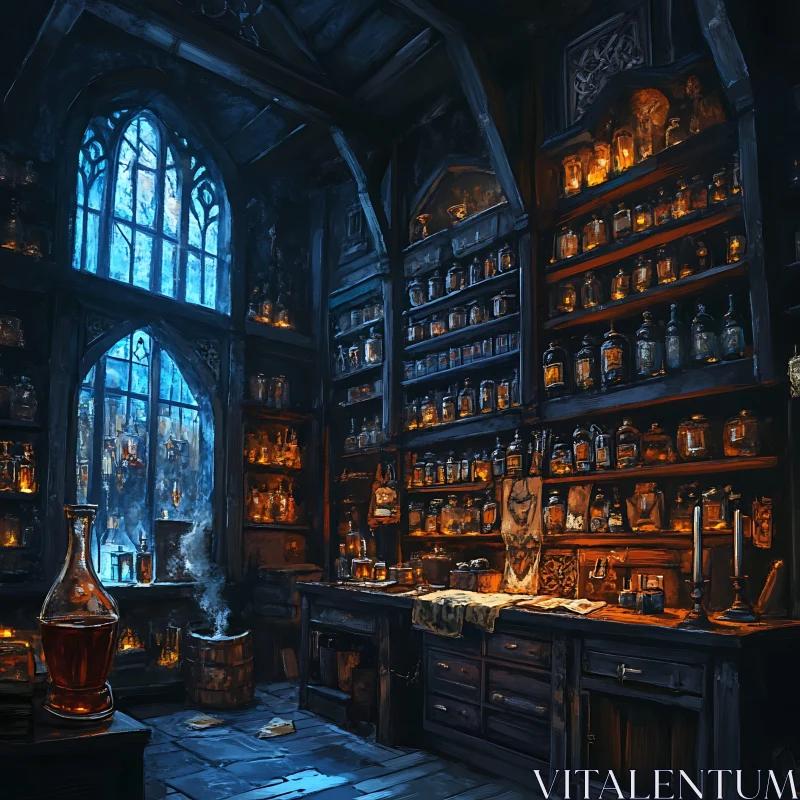 Vintage Alchemist Laboratory Still Life AI Image