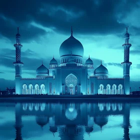 Tranquil Mosque Reflection in Blue