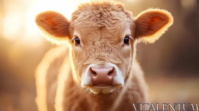 Charming Farm Calf Portrait AI Image