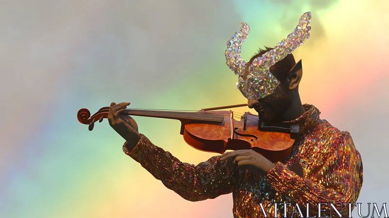 AI ART Sparkling Violinist in a Rainbow Haze