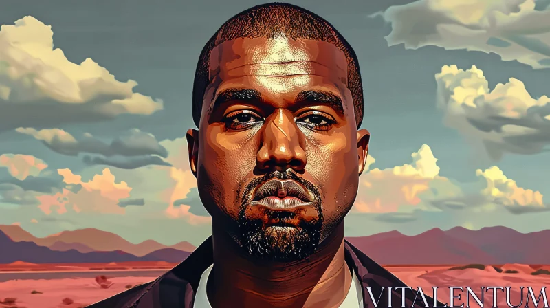 Kanye West Digital Art in a Dreamy Landscape AI Image