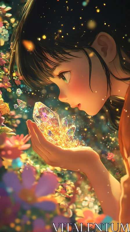 AI ART Crystals in Girl's Hand Artwork