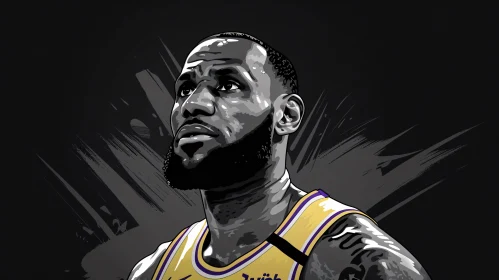 LeBron James Basketball Portrait Art