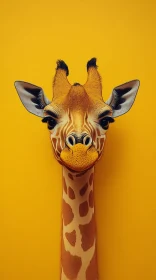 Giraffe Profile in Yellow Hue