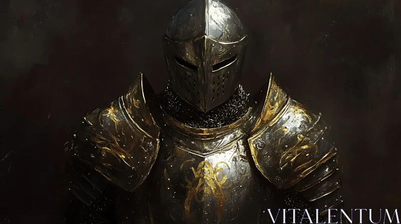 AI ART Golden Knight in Dark Ambiance