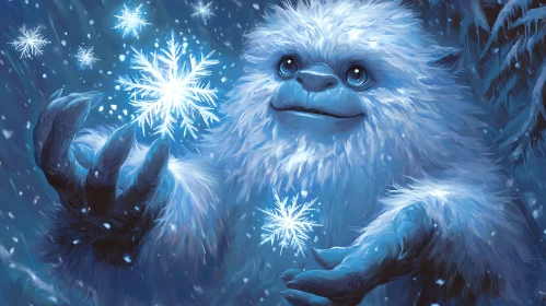 Snowflake Cradling Yeti Character Design