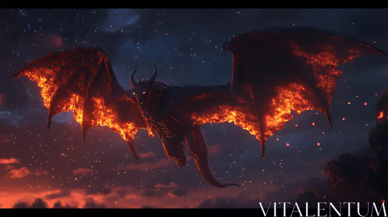 AI ART Dragon in the Night Sky