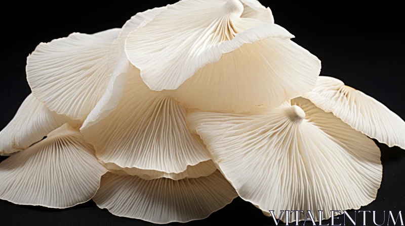 Monochromatic Organic Sculpting: A Detailed Study on White Mushrooms AI Image