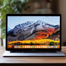 Laptop with Autumn Mountains Screen