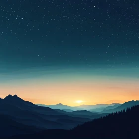 Tranquil Mountain Range at Sunset
